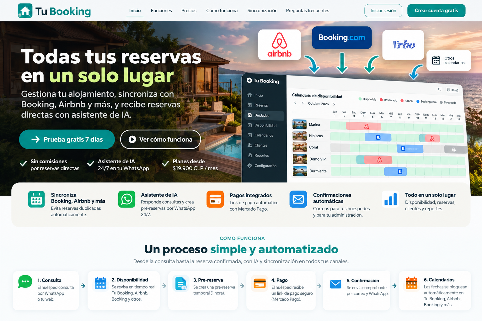 Sincronización de calendarios de Tu Booking con Airbnb, Booking.com, Vrbo y otros canales iCal